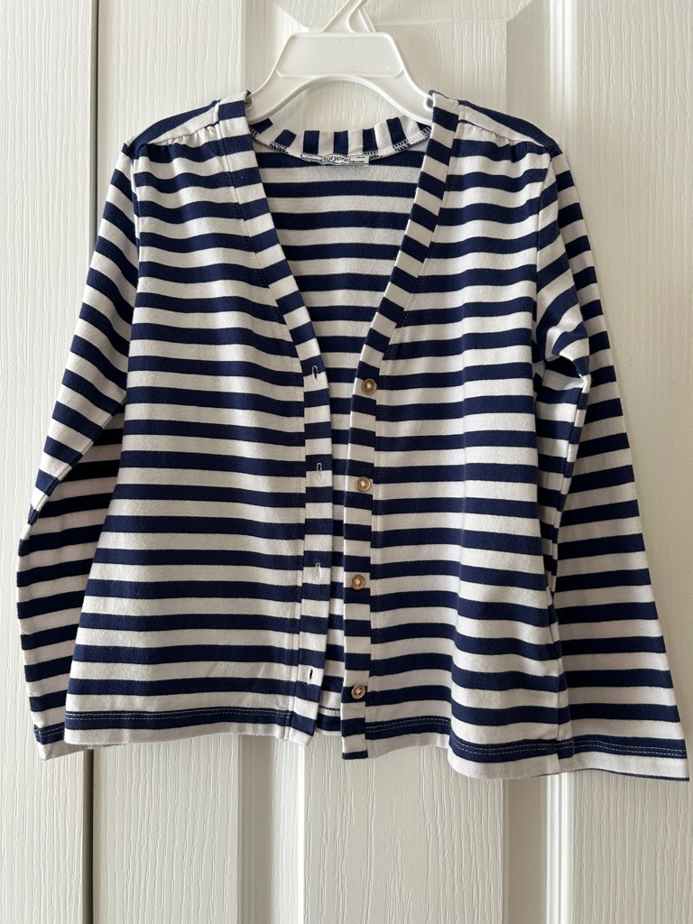 Girl’s Mayoral Navy And White Striped Knit Top
